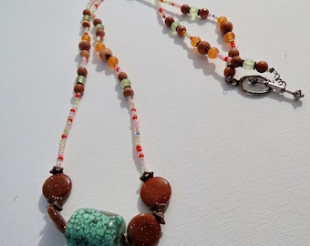 Malachite focal bead beaded necklace #2