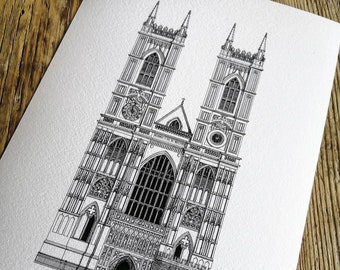 Westminster Abbey, London - Architecture Drawing - High Quality Print