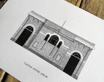 Plaistow Underground Station, London - Architecture Drawing - High Quality Print