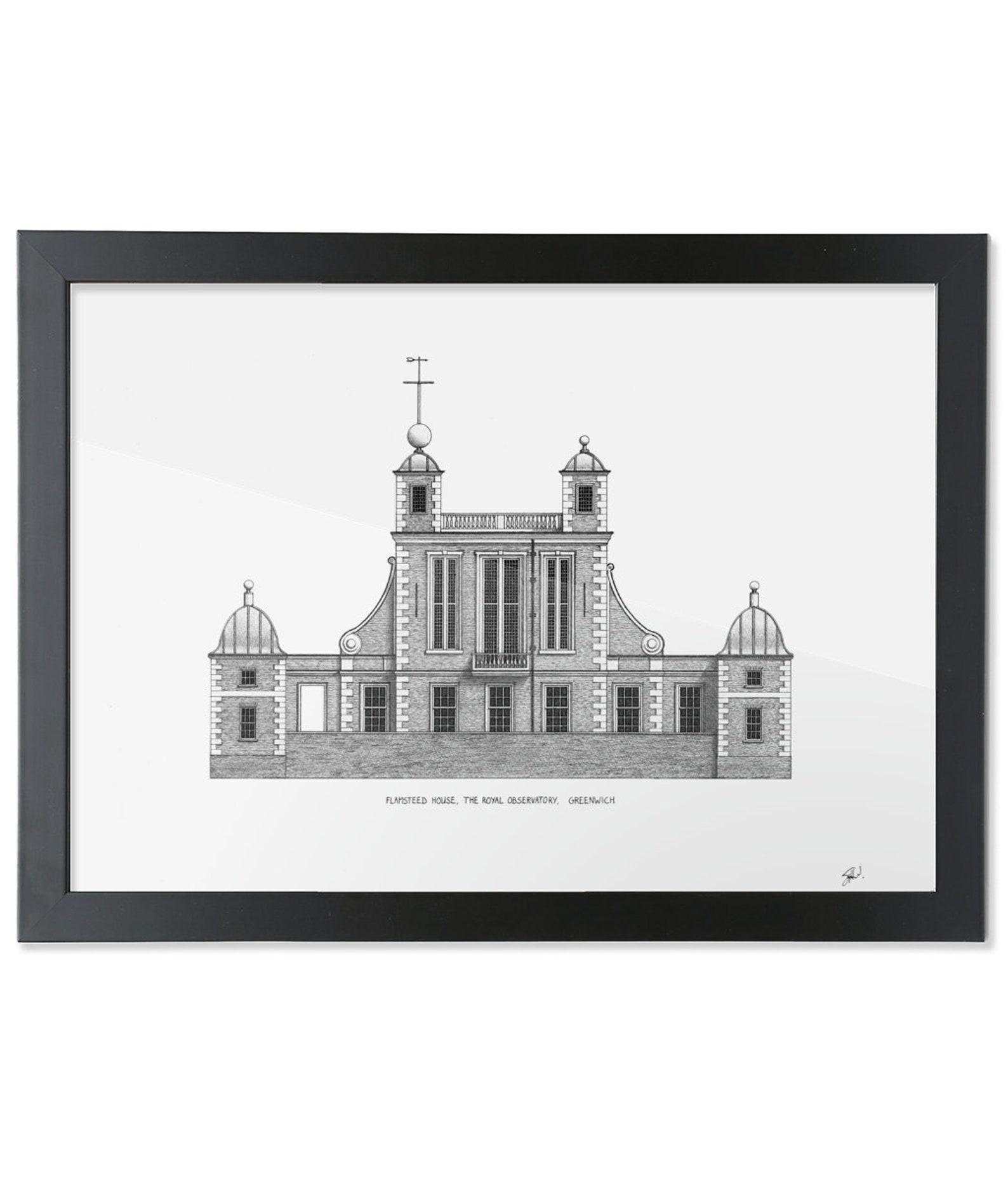 Greenwich Royal Observatory Art Print - Architectural Drawing on Giclée ...