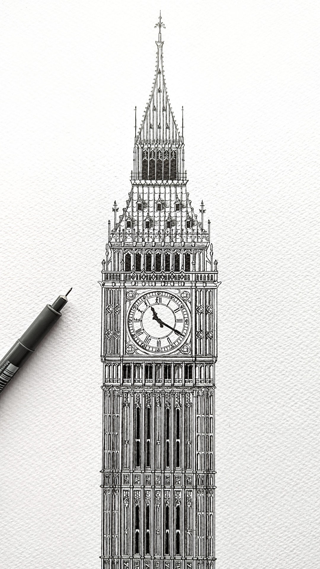 Big Ben Architecture Drawing High Quality Print Etsy
