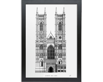 Westminster Abbey Art Print - Architectural Drawing on Giclée Paper