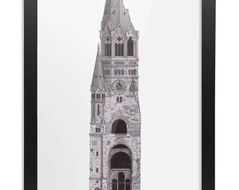 Kaiser Wilhelm Memorial Church (Gedächtniskirche) - Architecture Drawing - High Quality Print