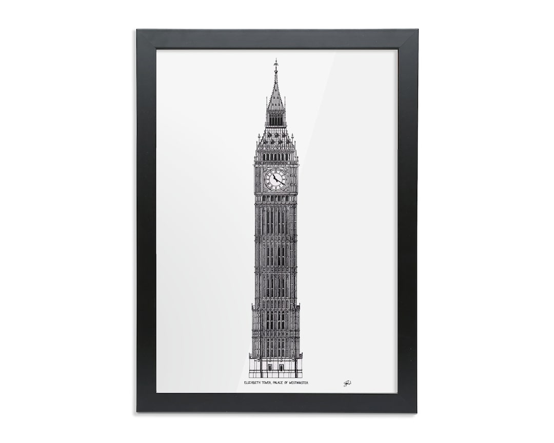 Big Ben Art Print – Architectural Drawing on Giclée Paper - Etsy