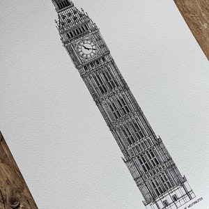 Big Ben Art Print – Architectural Drawing on Giclée Paper - Etsy