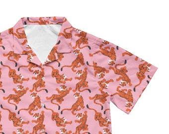 Tiger Pattern Hawaiian Shirt in Pink
