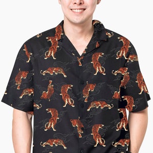 Tiger Hawaiian Shirt in Black