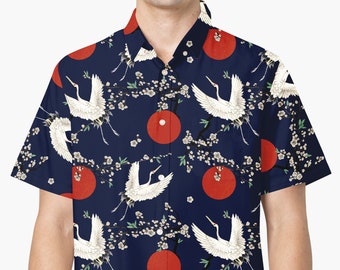 Cranes Hawaiian Shirt in Blue