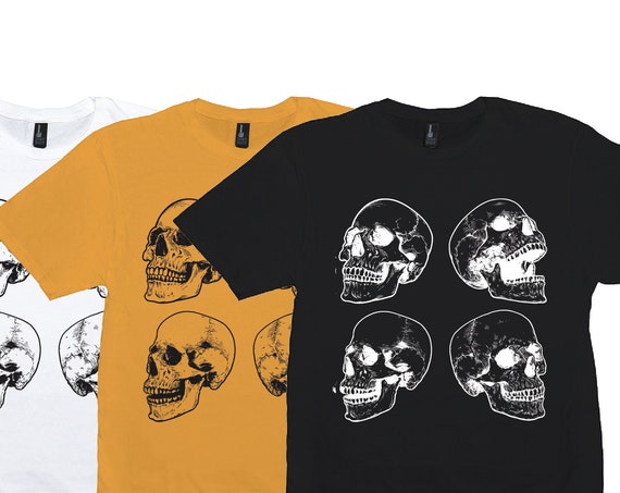 Skull T-Shirt, Creepy Skeleton, Punk Aesthetic Graphic Tee, Halloween Grunge Clothing