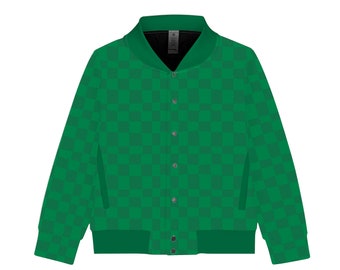 Vintage 90s Checkered Bomber Jacket in Green