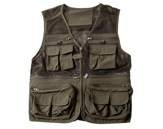Olive Green Vintage Mesh Utility Vest (Last One)