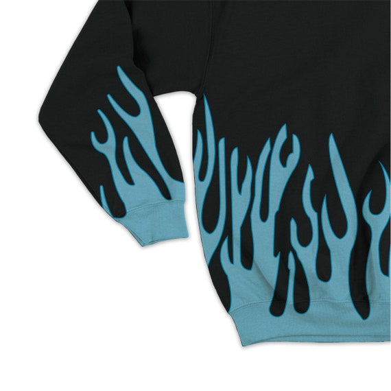 Flame Sweatshirt in Blue Black Etsy