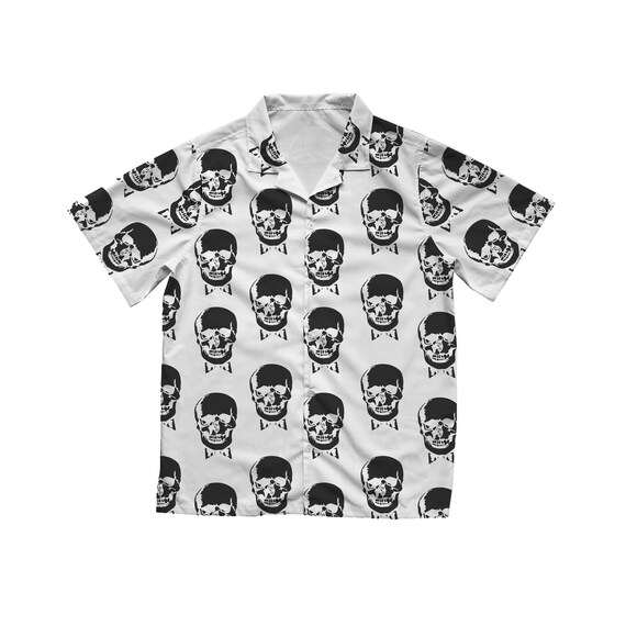 Skull Hawaiian Shirt in White