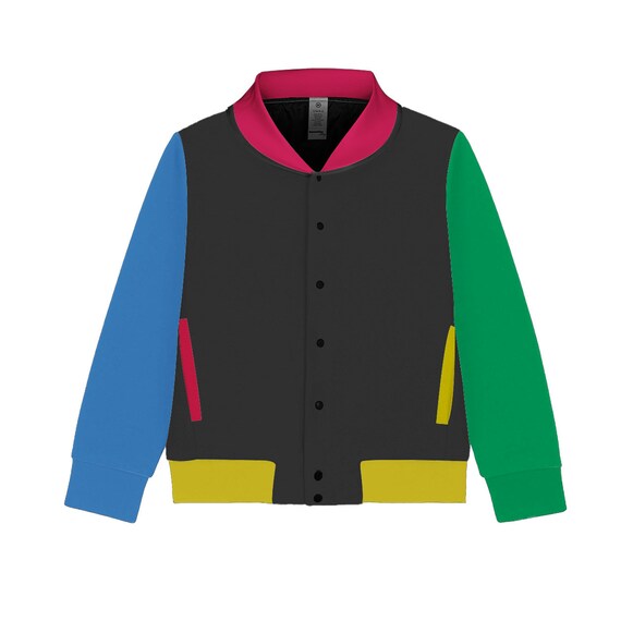 Vintage Colorblock Bomber Jacket in Black