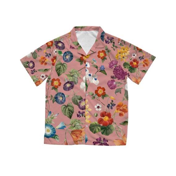 Vintage Floral Hawaiian Shirt in Pink
