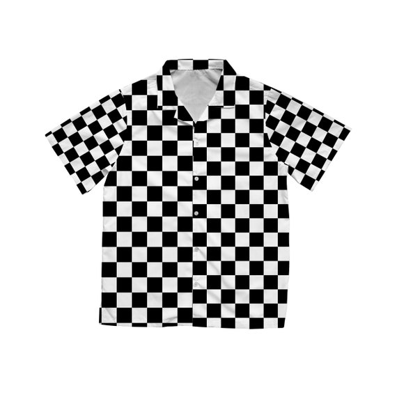 Checkerboard Hawaiian Shirt in Black
