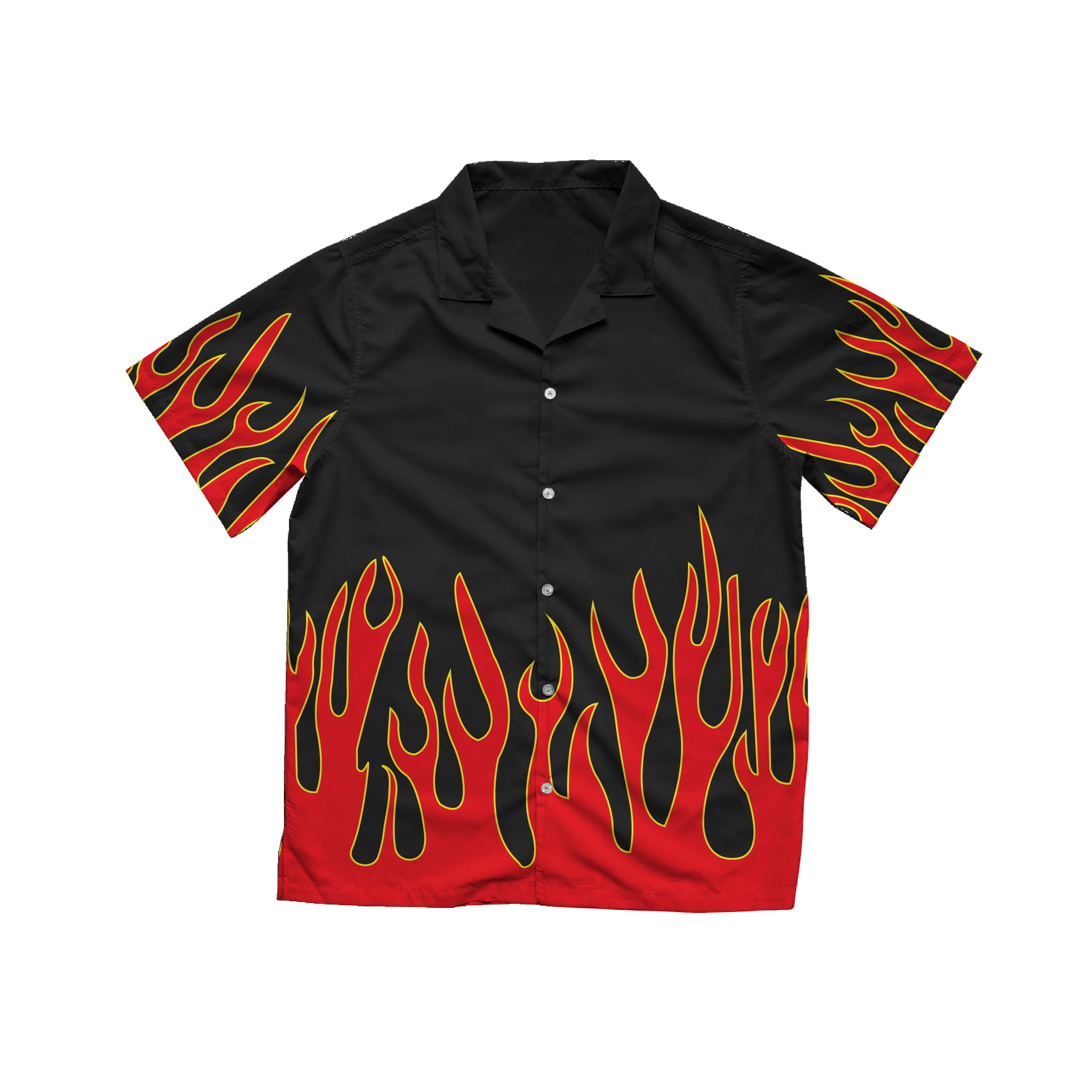 Red Flame Hawaiian Shirt in Black - Etsy Red Flame Hawaiian Shirt in Black - Etsy
