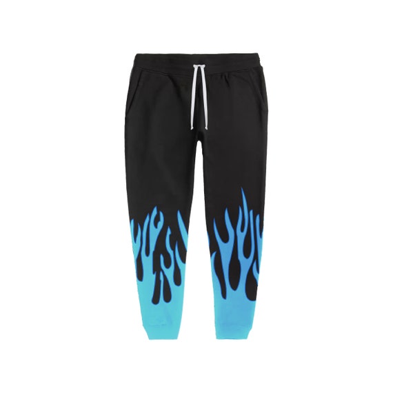 Blue Flame Sweatpants on Black 