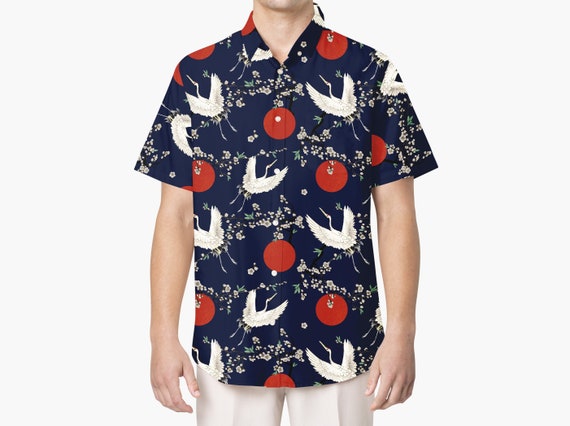Cranes Hawaiian Shirt in Blue