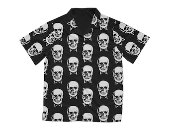 Camisa hawaiana con calavera en negro