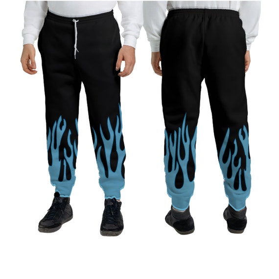 Blue Flame Sweatpants on Black