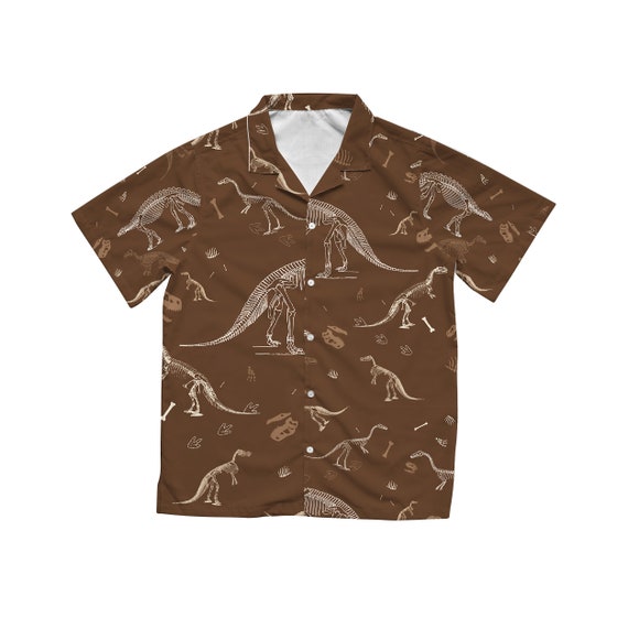 Dino Fossil Hawaiian Shirt in Brown