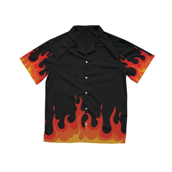 Flame Hawaiian Shirt in Black