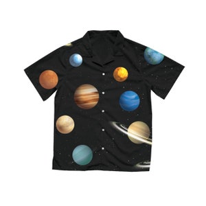 Hawaii Hemd mit Planeten in Schwarz