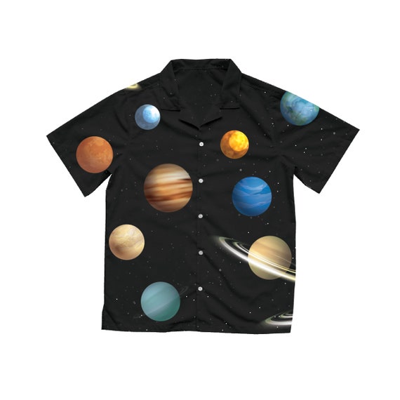 Planets Hawaiian Shirt Print in Black