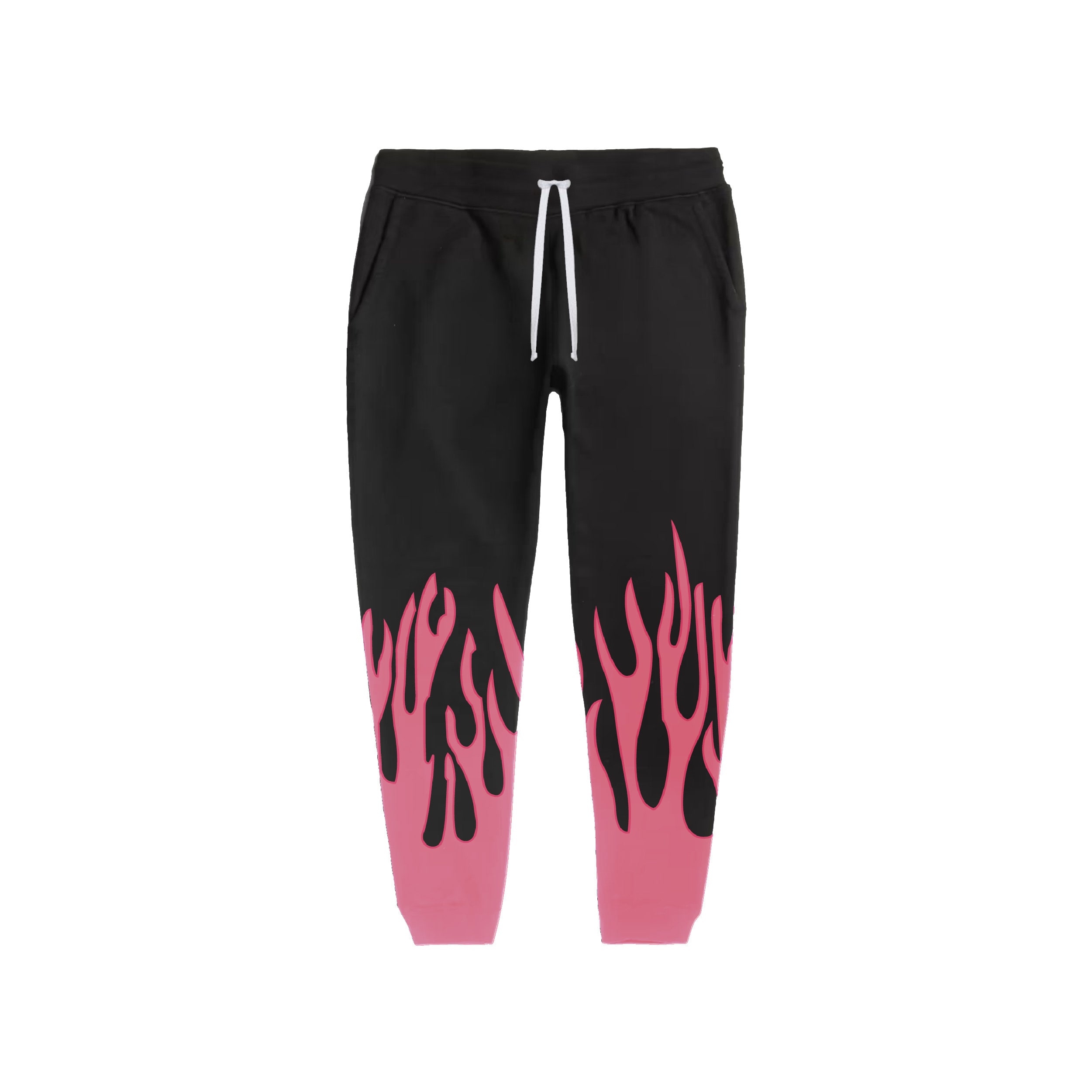 Pink Flame Sweatpants on Black