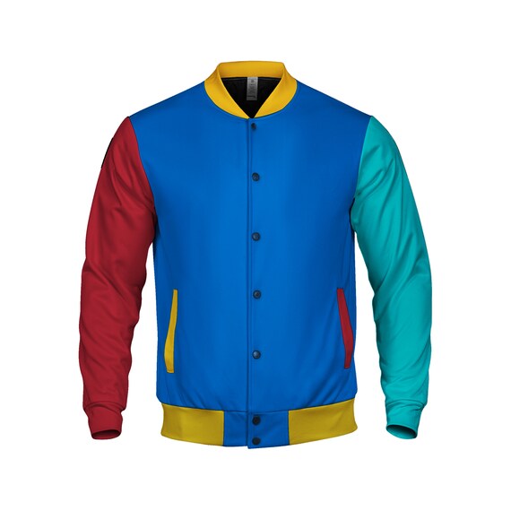 Vintage Colorblock Bomber Jacket in Blue