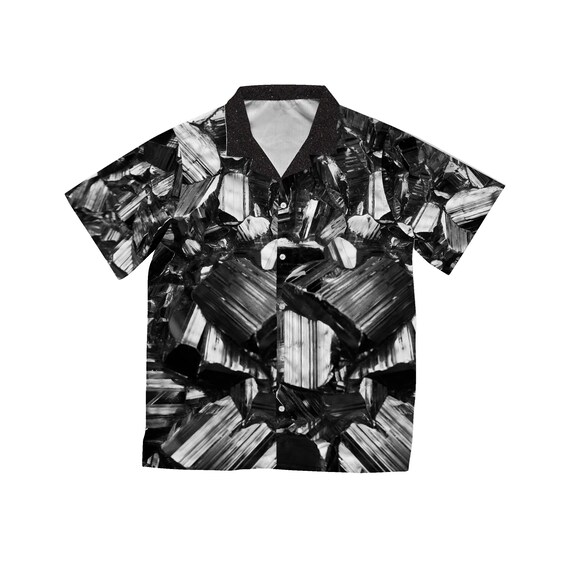 Black Metal Print Hawaiian Shirt