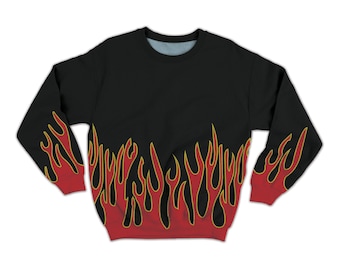 Zwarte trui met blauwe vlammen hot sale