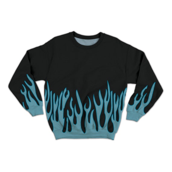 Flame Sweatshirt in Blue & Black - Etsy