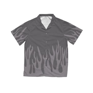 Graphite Flame Hawaiian Shirt in Grey