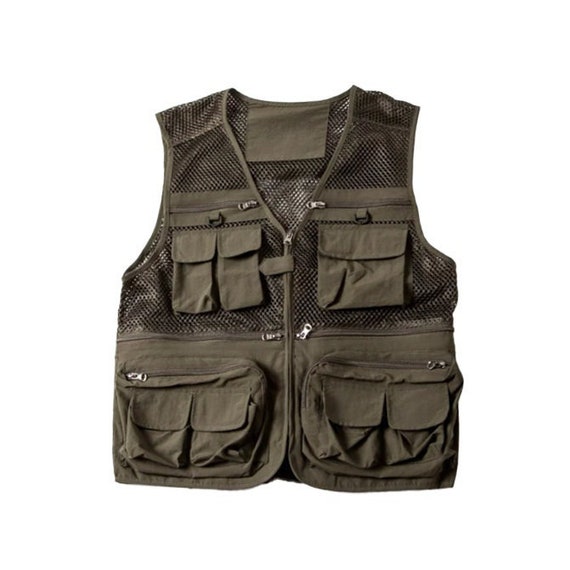 Olive Green Vintage Mesh Utility Vest (Last One)