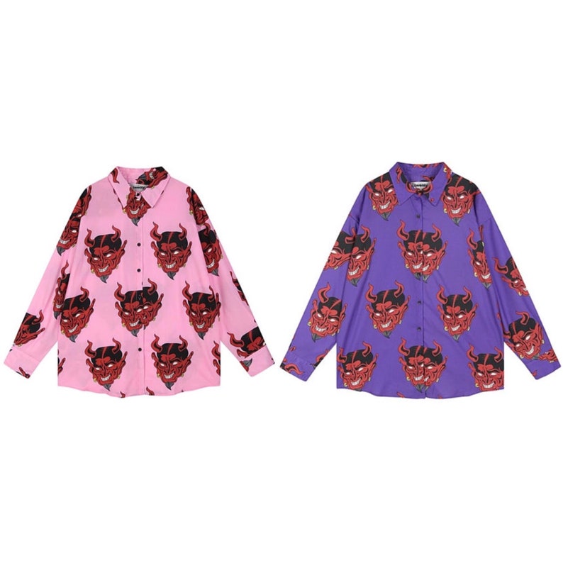 devil button up shirt