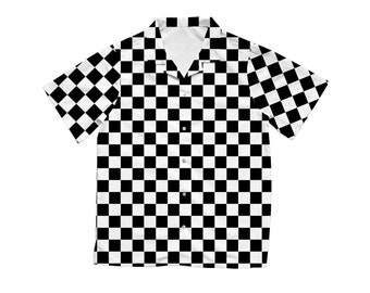 Checkerboard Hawaiian Shirt in Black