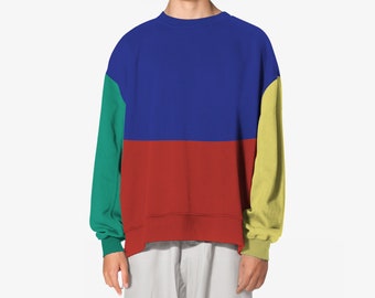 Colorblock Sweatshirt | Vintage 90s Aesthetic | Blue, Red, Yellow and Green