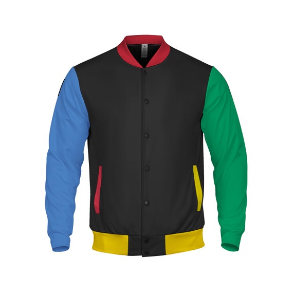 Vintage Colorblock Bomber Jacket in Black