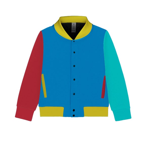 Vintage Colorblock Bomber Jacket in Blue