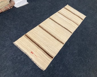 Vintage Natural Kilim Runner Rug brawn  Long Runner rug  runner rugs oushak narrow runner rug turkish runner rug