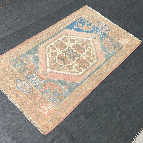 Vintage turkish Small Rug,Oushak shops Rug,Small Handwoven Rug,Vintage Turkish Antique Rug,Bohemian Rug,Doormat,Mini runner rug,small rug,