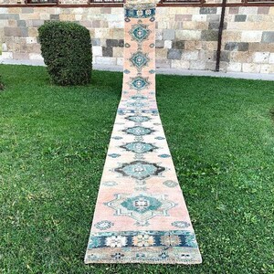 2.6&#39;24.2 ft extra Langer Läufer Teppich Läufer Handgemachter blauer Teppich Läufer Teppich Läufer