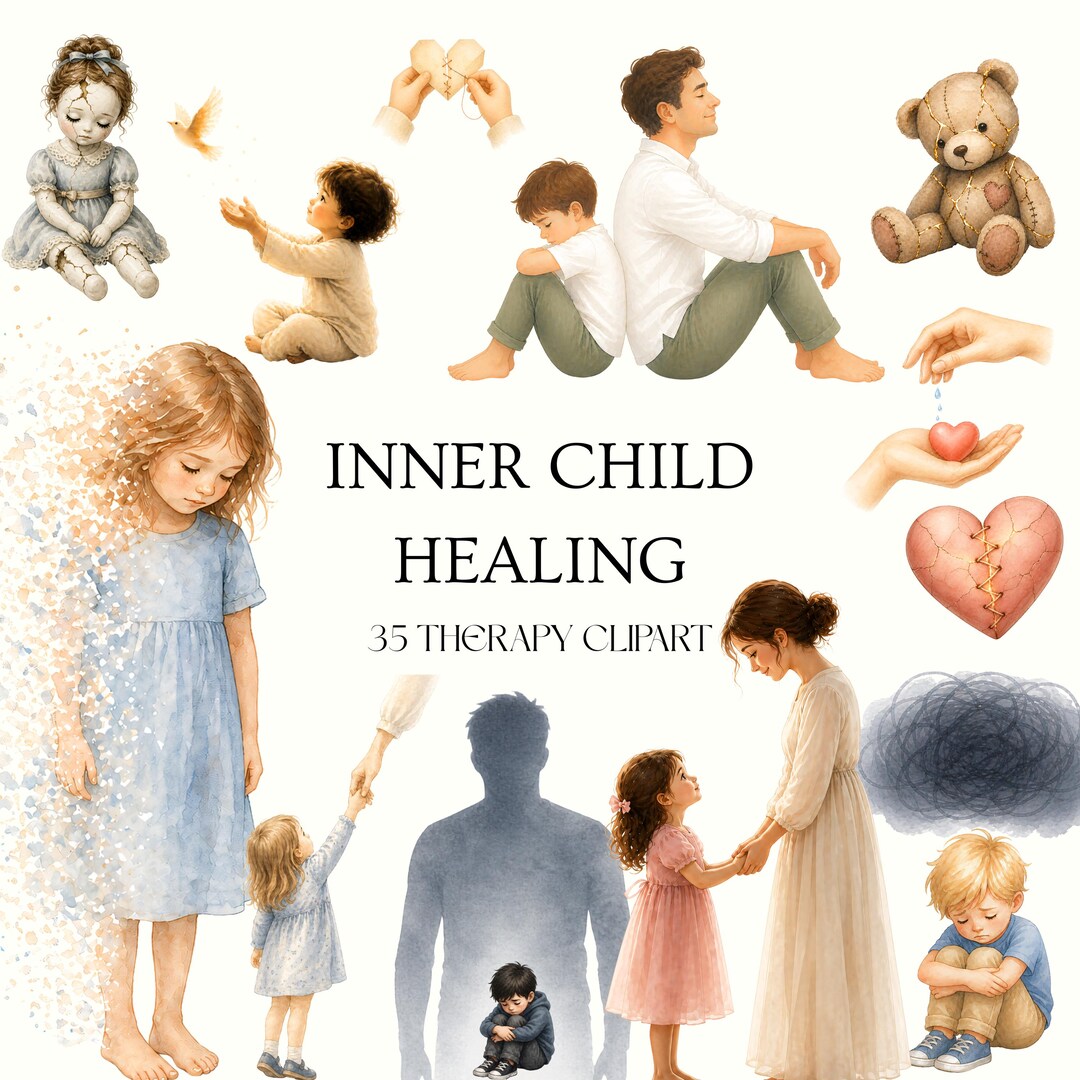 Inner Child Healing Clipart, Trauma Symbols, Therapy Journal Elements ...