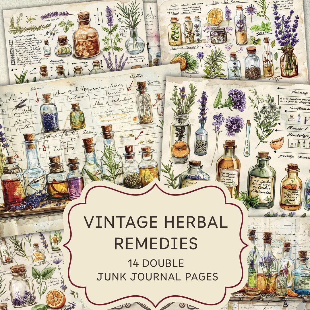 Vintage Herbal Remedies, 14 Printable Junk Journal Pages - Etsy