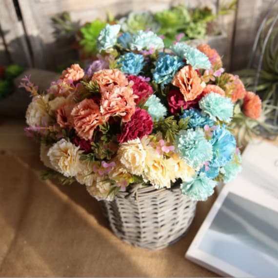 10Head Artificial Silk Flowers Carnation Bouquets Fake Floral Home Party Decor