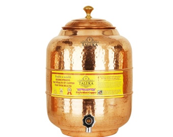 100% Copper Water Pot Hammered Copper Natural Ayurveda Healing Storage Handmade Water Pot Different Sizes.  Water Dispenser For Sale