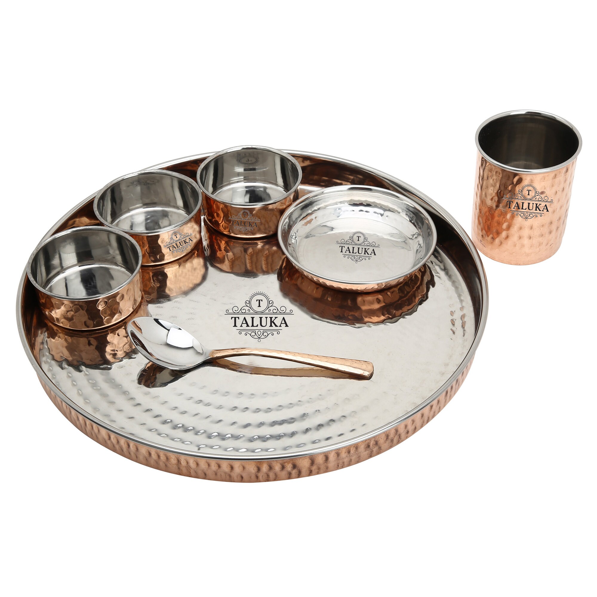 Indian Hammered Dinnerware Stainless Steel Copper Dinner Set Etsy