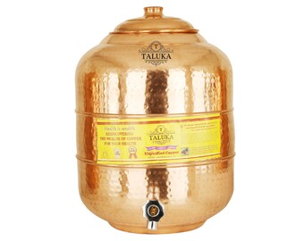 Handmade Copper Water Pot Storage Tank Matka Dispeser For Kitchen & Health Benefits Yoga Ayurveda